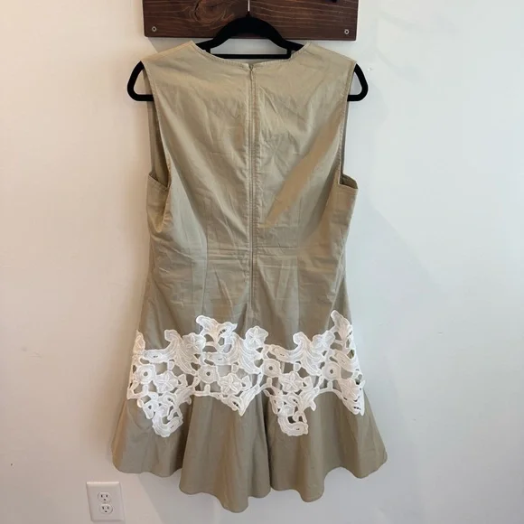 Derek Lam Collective Khaki Lace Sleeveless V Neck Mini Dress Size‎ 50 - Picture 4 of 7